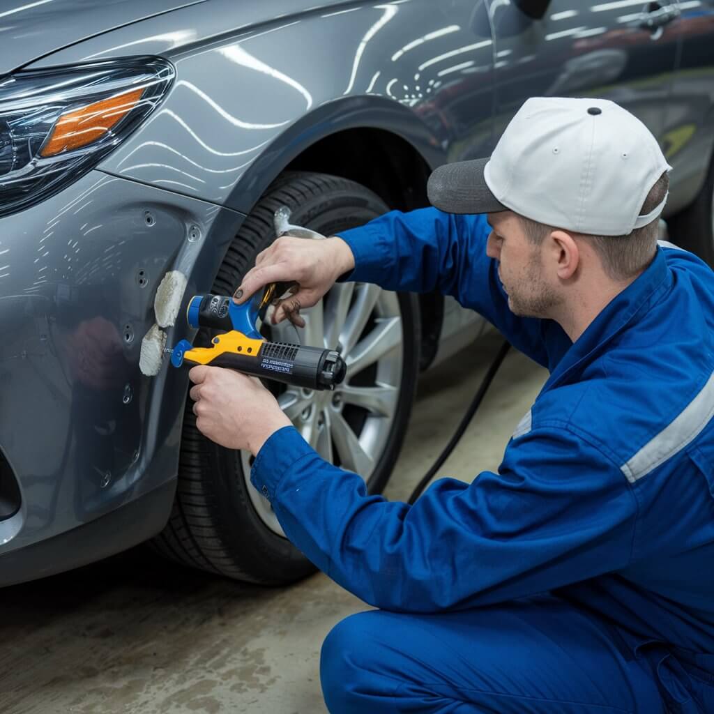 Paintless dent repair assessment in Dubai