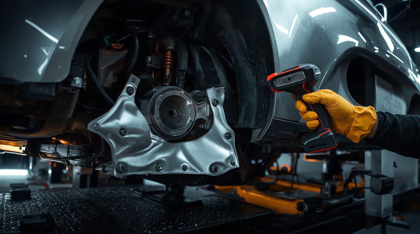 Minor accident damage causing visible vehicle panel gap misalignment