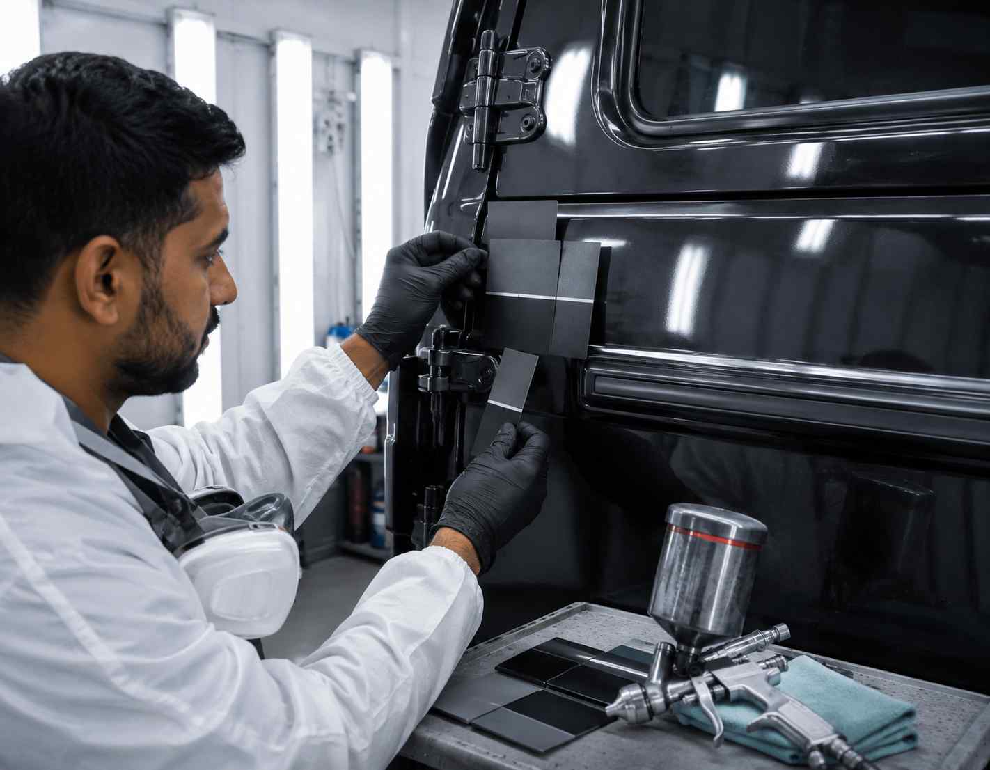 G-Class Paint Blending Around Hinges and Hard Edges Mercedes-Benz G-Class paint blending inspected around exposed hinges, hard edges and contrasting trim