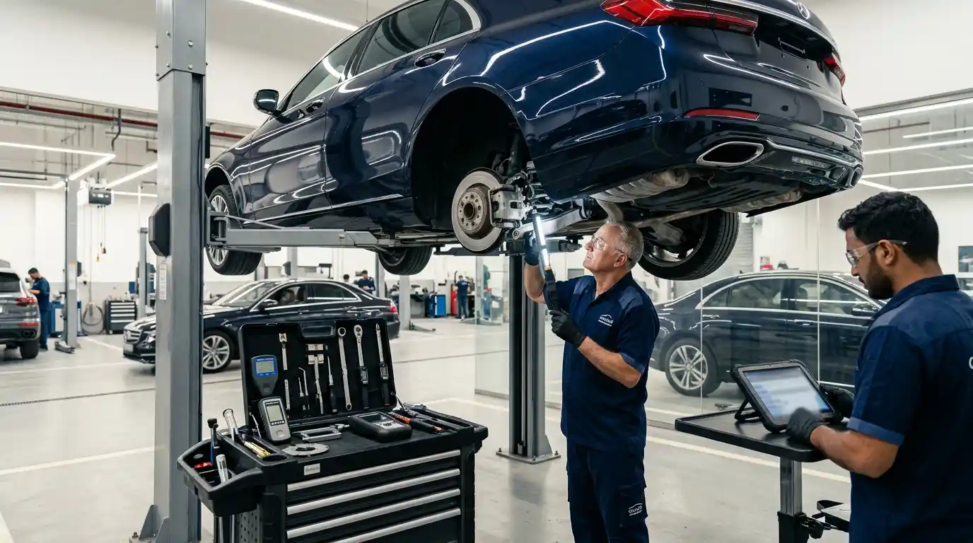 Body shop quality inspector stopping the next repair operation after a failed quality check