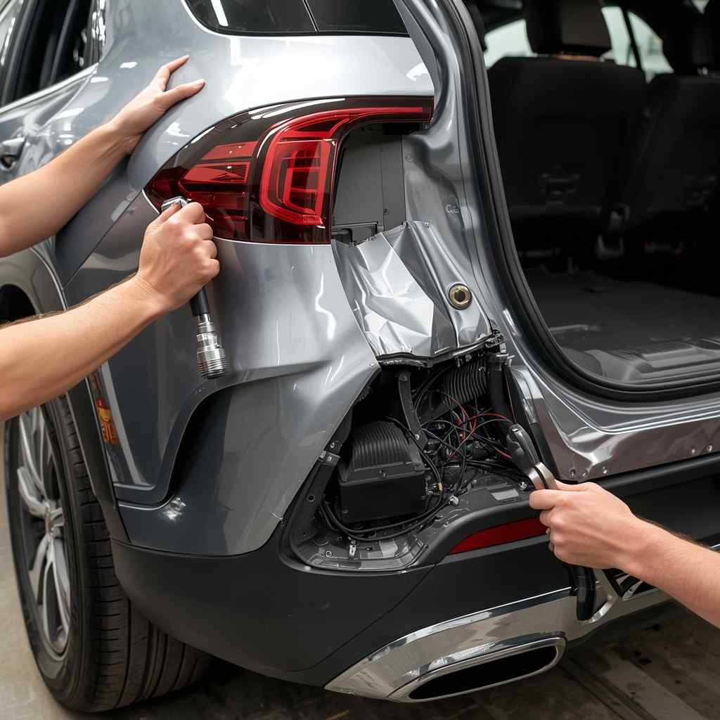 Mercedes-Benz cameras radar and lighting equipment inspected within the collision repair boundary