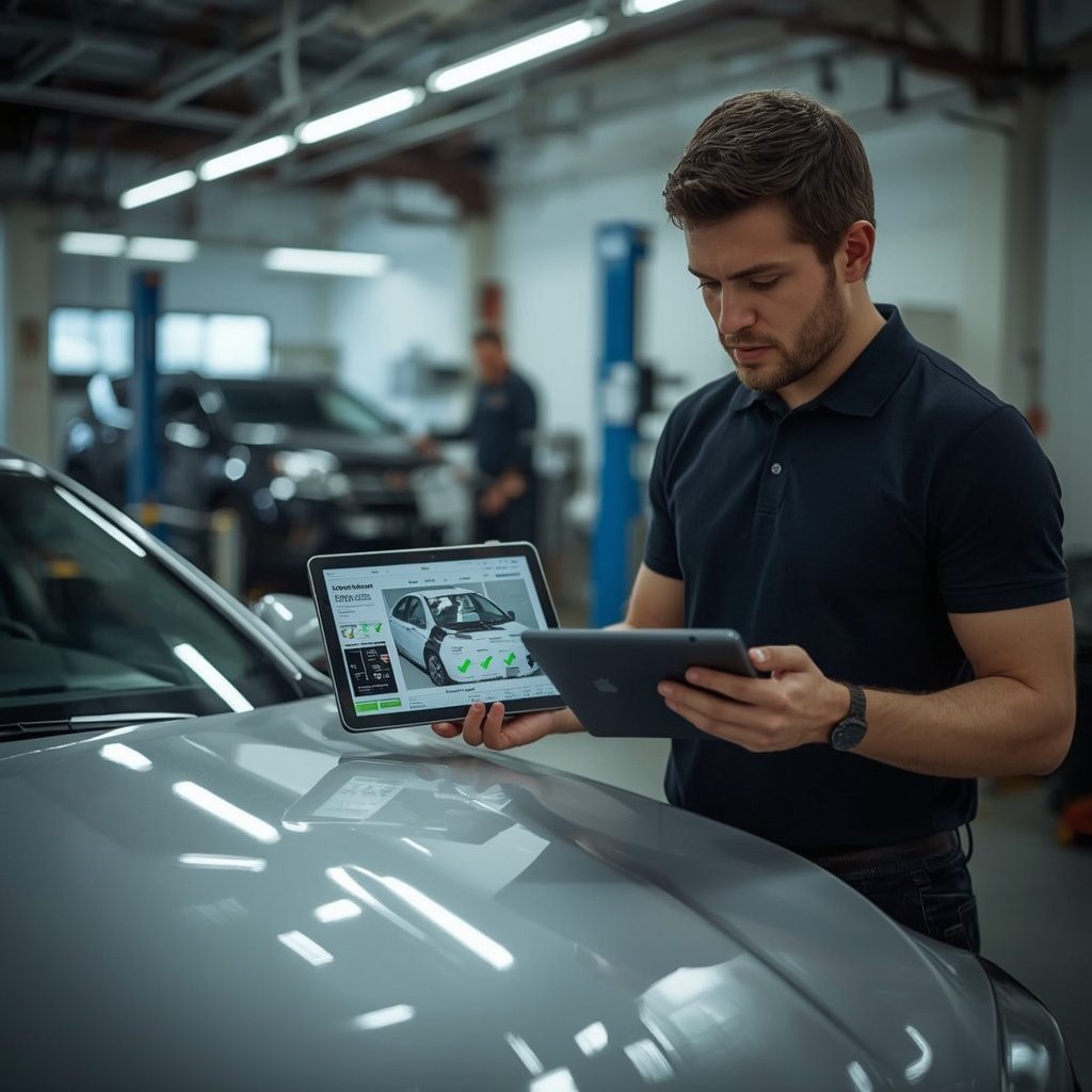 Vehicle secured for body-repair assessment after a Dubai road incident