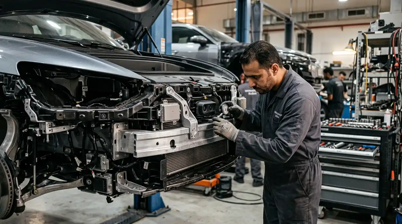 NIO Aquila sensing hardware and body mounting positions inspected after collision damage