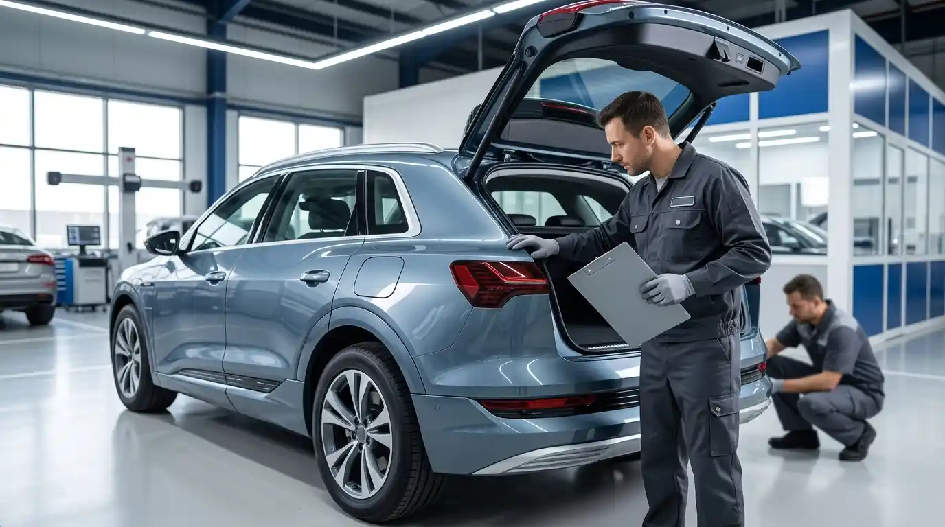 Final Tesla Model Y handover inspection covering body fit, paint and vehicle systems