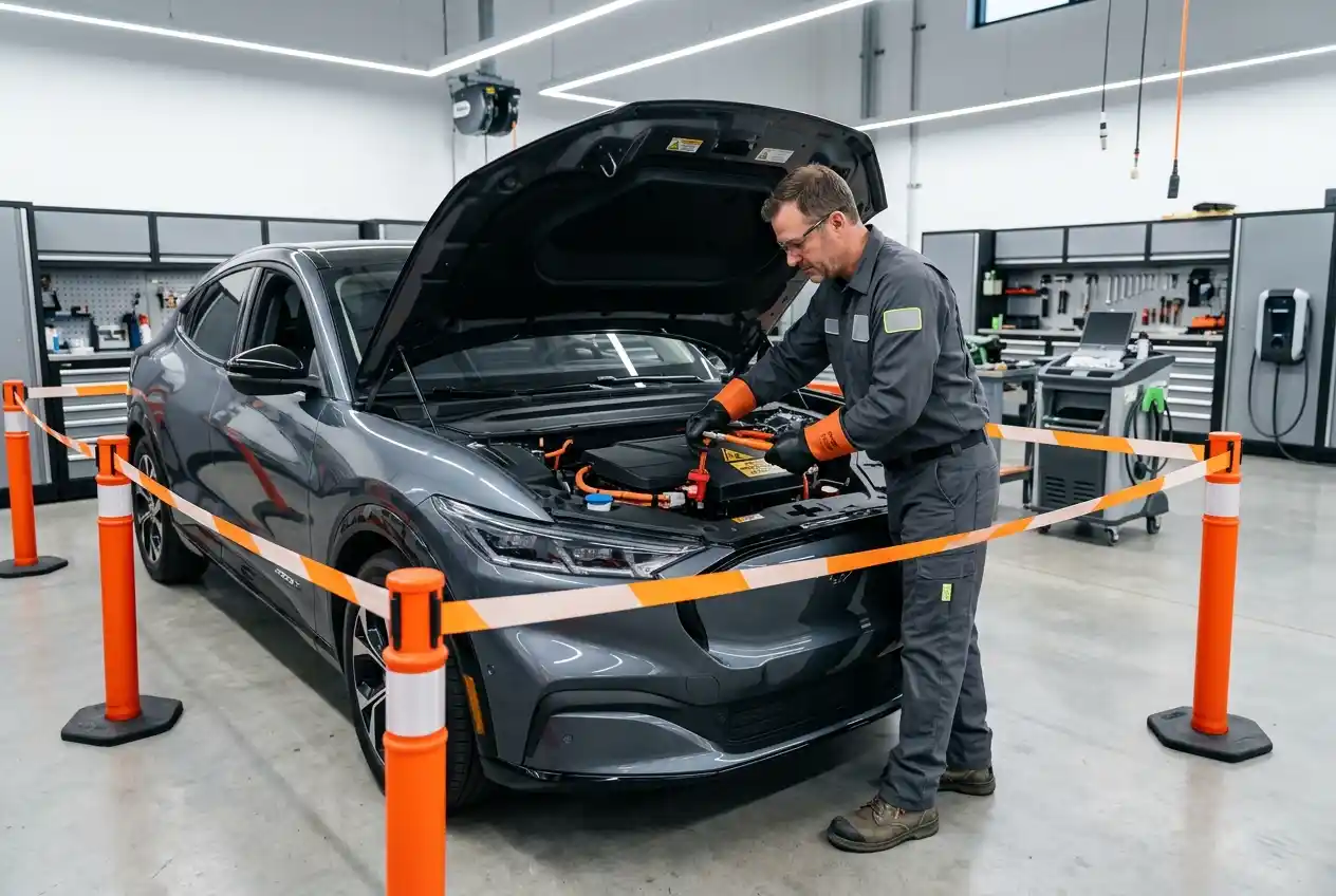 XPeng high-voltage safety inspection completed before ordinary body repair operations
