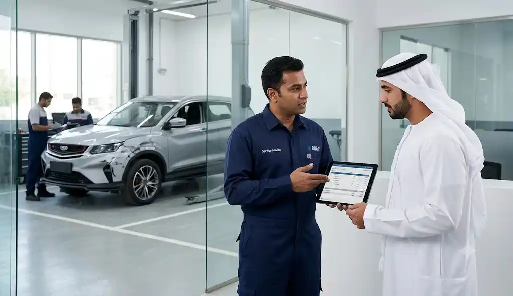 Geely accident repair documents and vehicle damage reviewed separately for insurance authorisation
