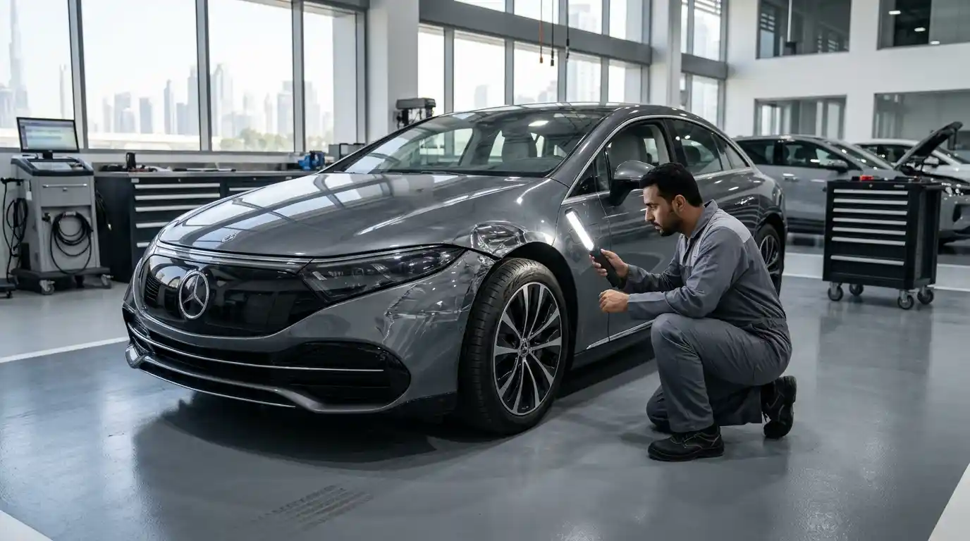 NIO body shop Dubai accident and EV body repair assessment