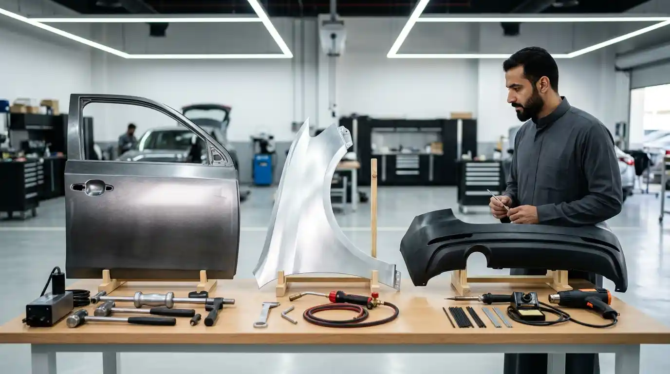 Steel aluminium and plastic automotive panels compared for repairability and replacement planning