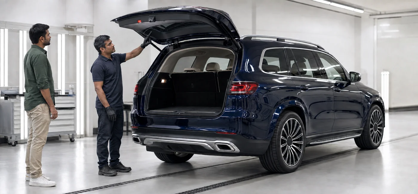 Mercedes-Benz GLS aftercare inspection of powered closures and newly fitted exterior trim