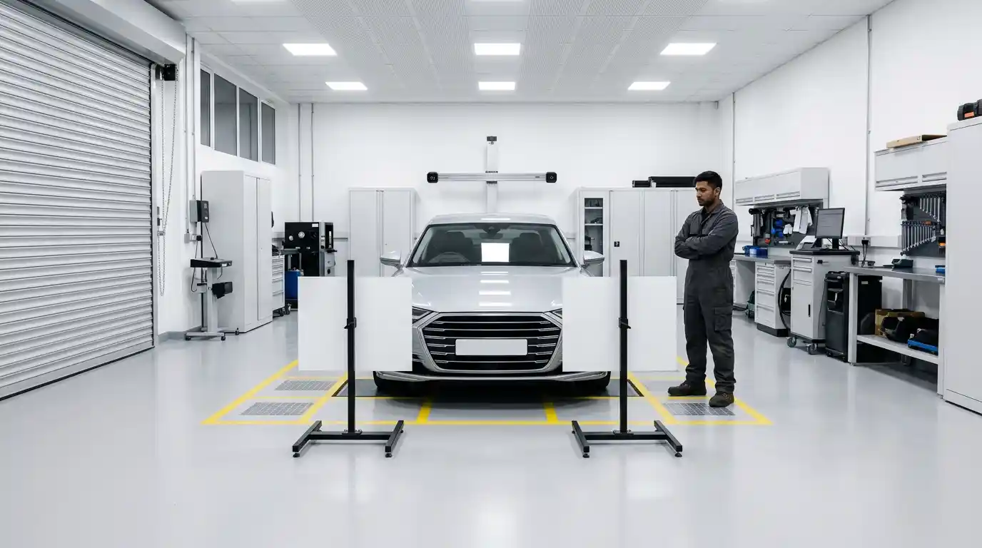 Audi A8 ADAS sensor calibration after body repair in Dubai