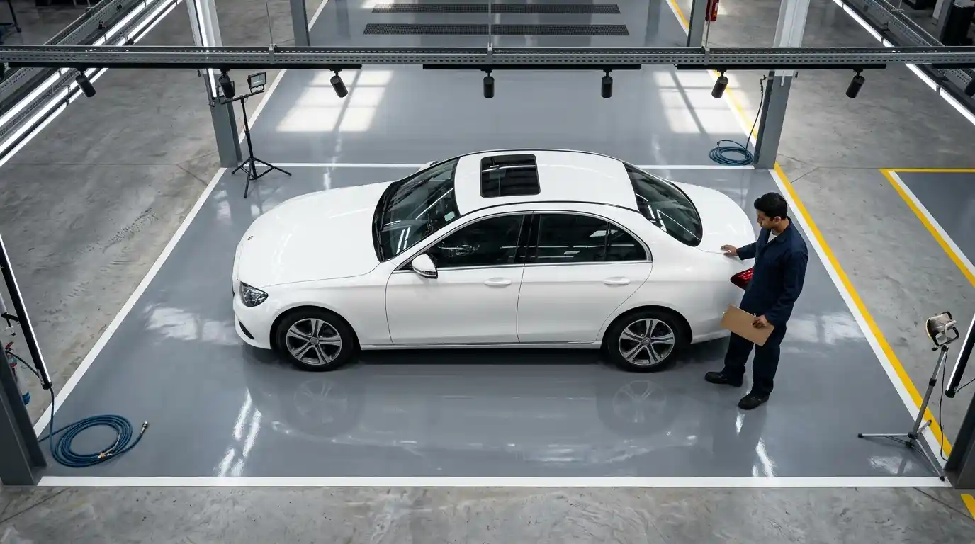 Audi A6 body damage assessment in Dubai workshop