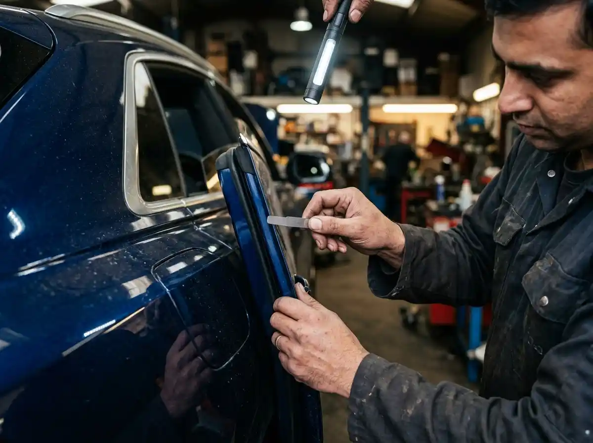 Audi Q8 Panel Gap Alignment Inspection Audi Q8 frameless door panel-gap alignment inspection after body repair