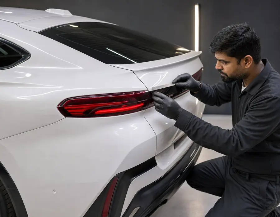 BMW X6 tailgate opening, rear lamp pockets and seals checked for correct alignment without forced adjustment