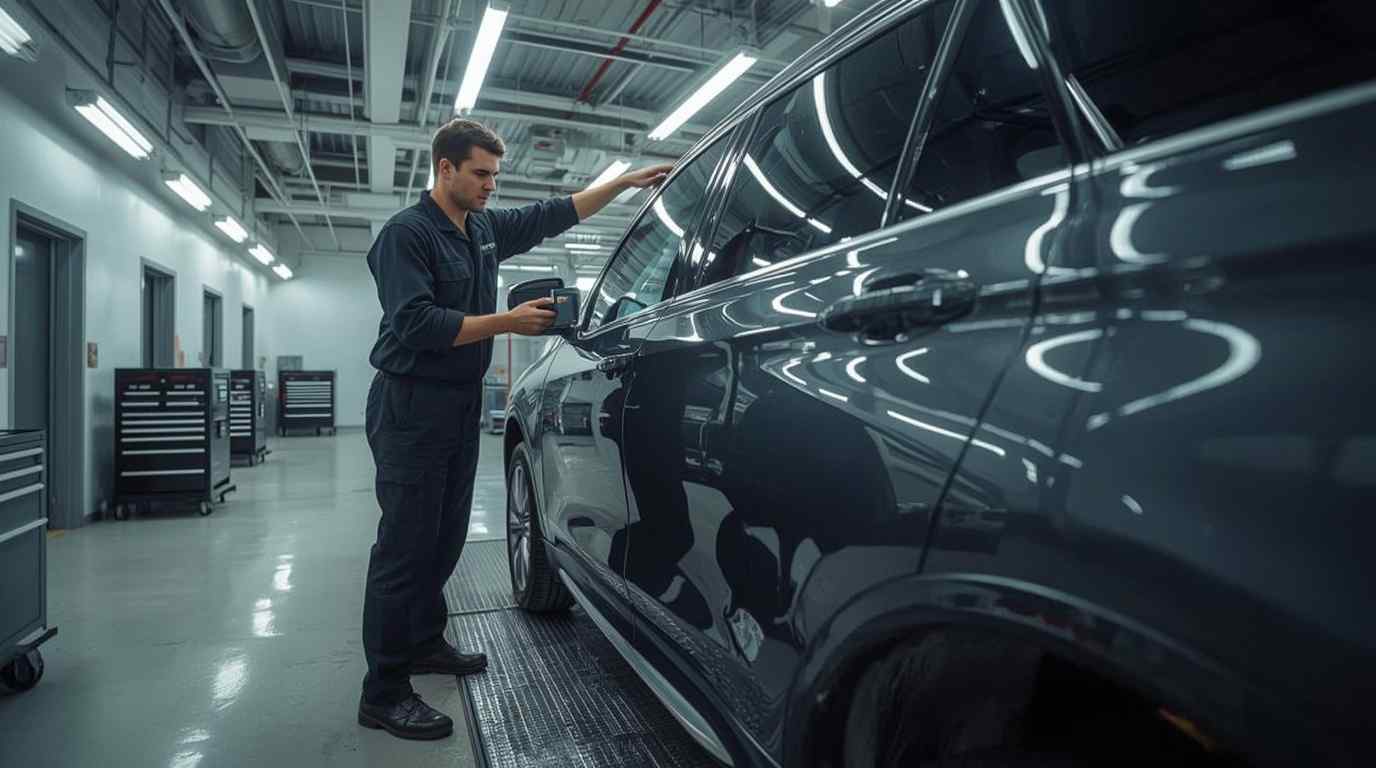Vehicle wheel-arch and lower-body inspection for car body repair from Dubai Marina