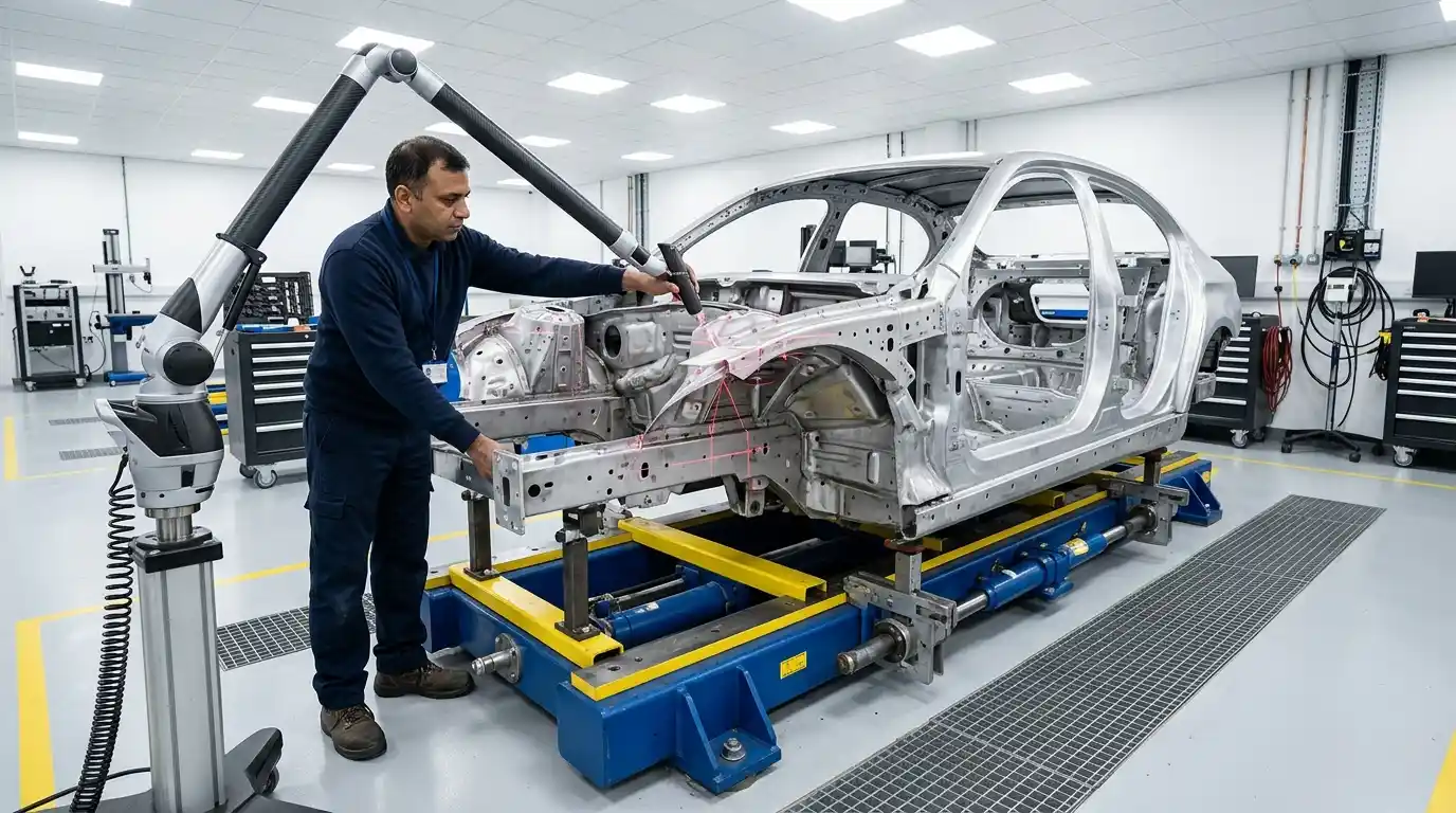 BMW M3 body datum measured during structural repair assessment