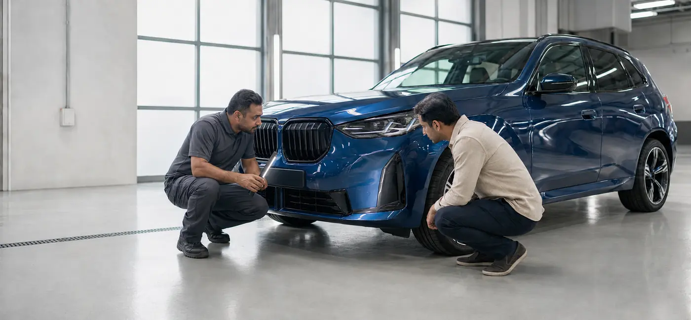 BMW X3 Collection Is an Inspection BMW X3 final collection inspection checking body finish, gaps and repaired functions