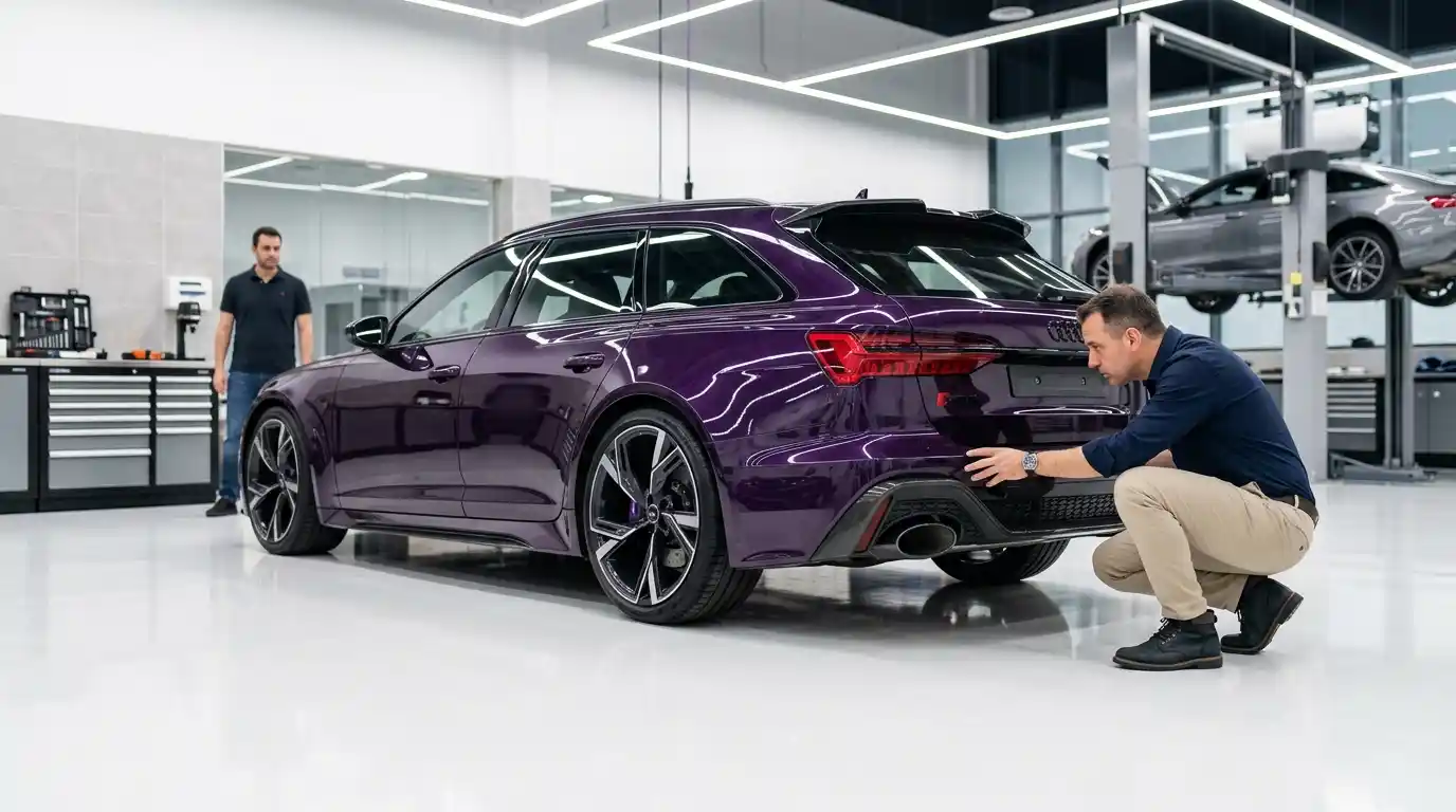 Audi RS6 final quality-control inspection and aftercare handover in Dubai