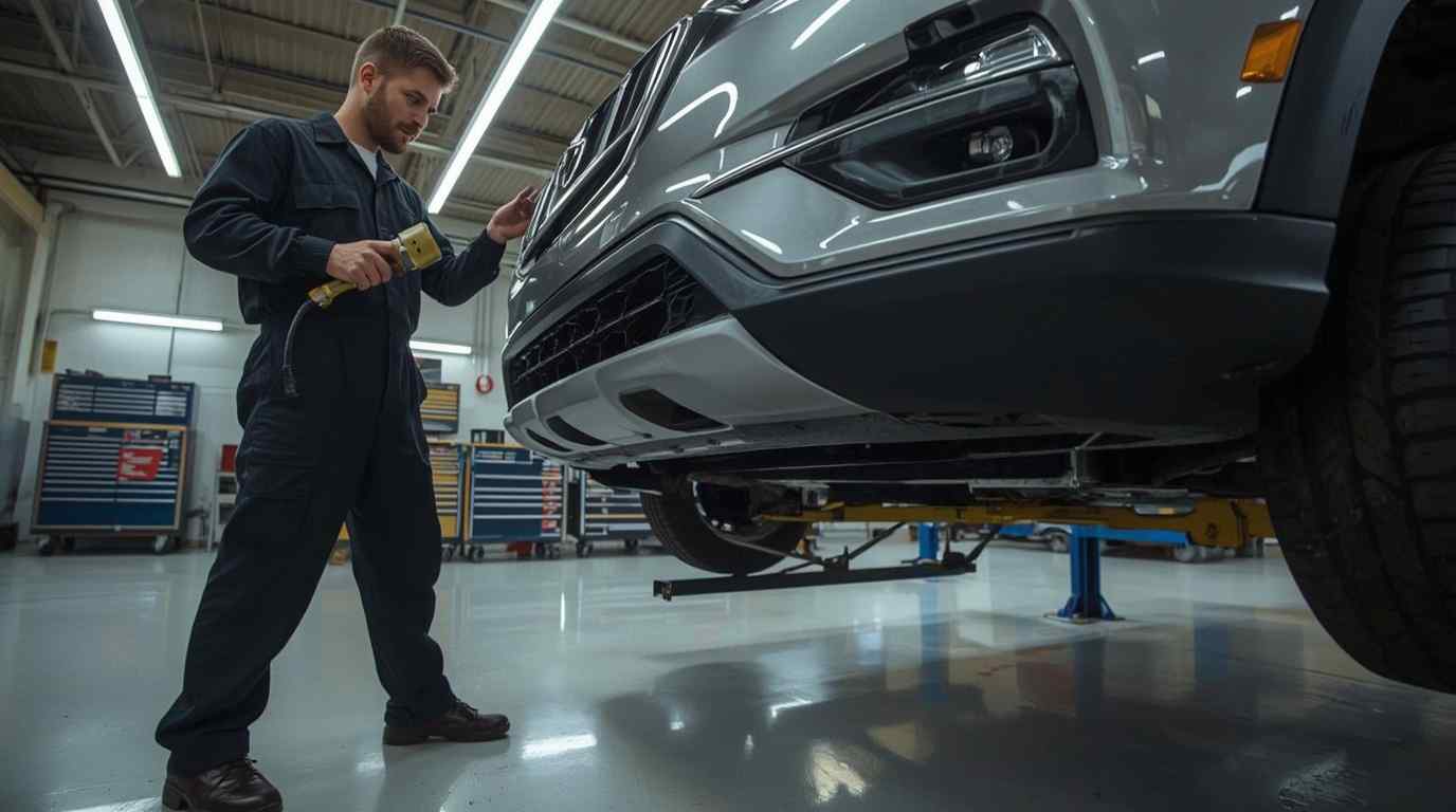 Front impact cooling-system inspection before body repair in Dubai