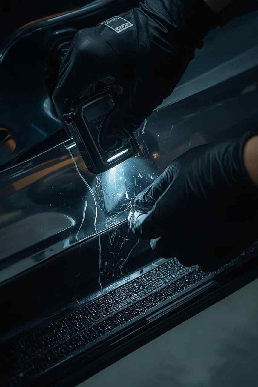Gate scrape assessed across paint, trim and wheel-area materials in Dubai