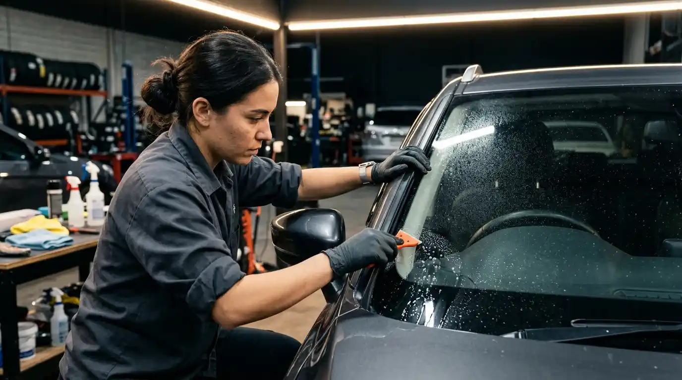 Controlled overspray decontamination on automotive glass, seals and exterior trim