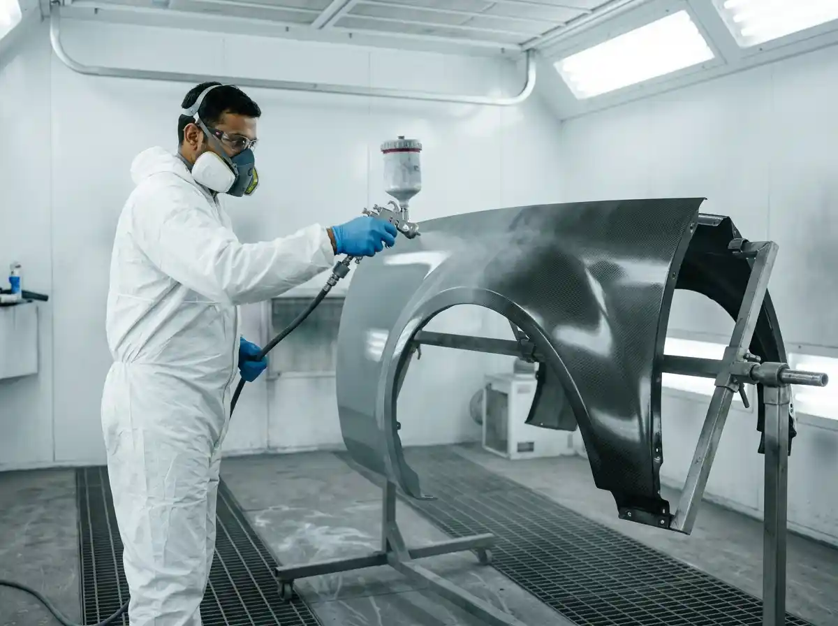 Audi RS6 paint matching and finish inspection on an RS-specific Nardo Grey surface