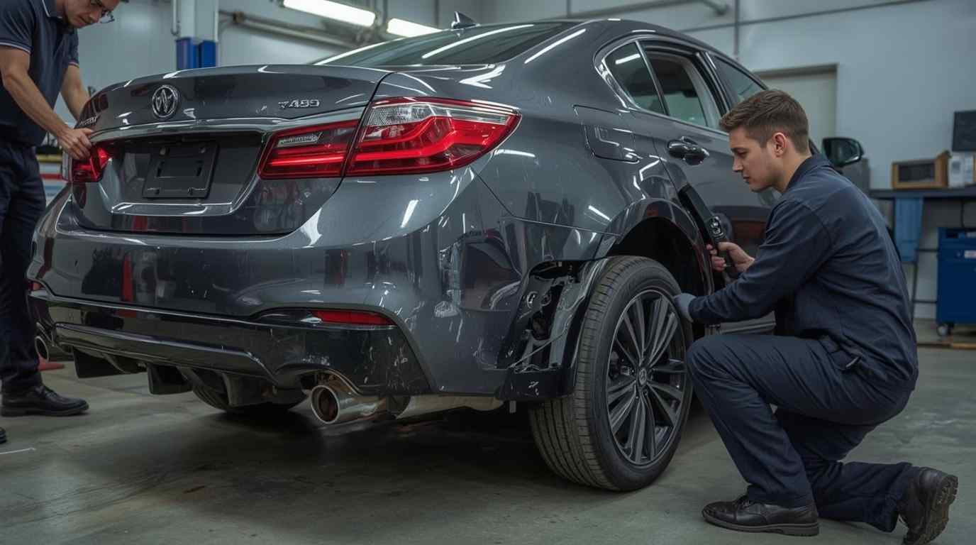 Vehicle partially disassembled before a complete repaint or vinyl colour change