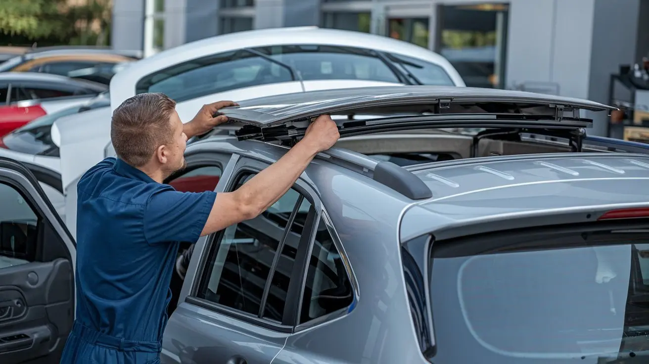 Open panoramic sunroof showing the glass panel and moving frame